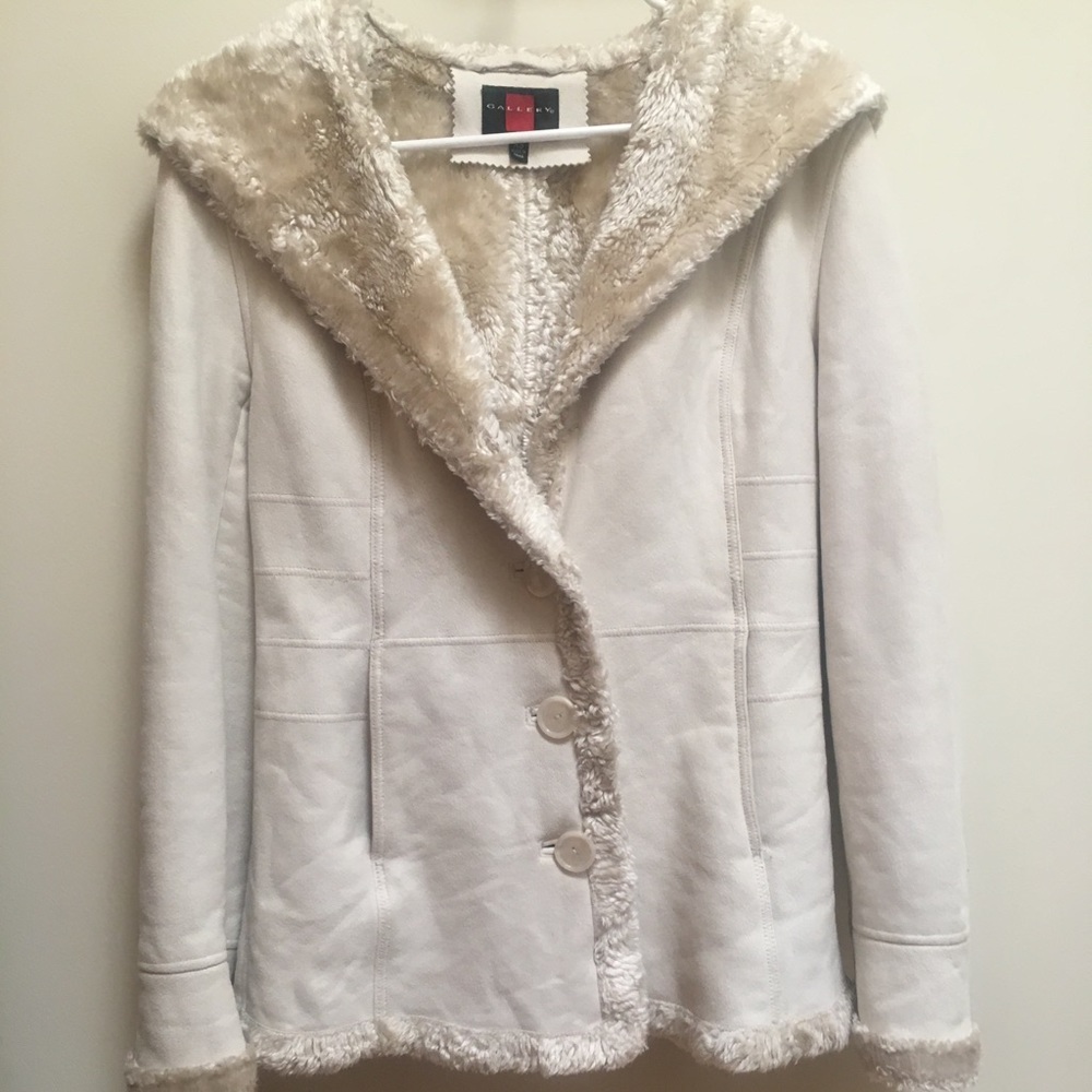 SOLD-Glamorous Hooded Faux Suede Gallery Coat